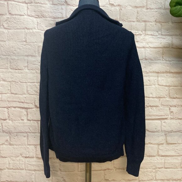 Men's Club Monaco Merino Wool Full-Zip Sweater, Size XS, Dark Blue w/Pockets - Picture 2 of 4